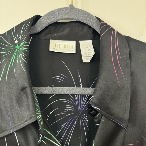 Elisabeth by Liz Claiborne Vintage 100% Silk Button Up Graphic Novelty Print 18 - Picture 7 of 9